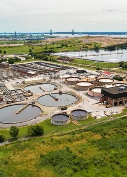 Aerial view of a wastewater treatment facility